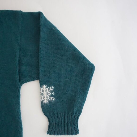 Ceau Mar Teal Wool Angora Snowflake Knit Sweater Cabincore Retro Aesthetic XL - Picture 4 of 10